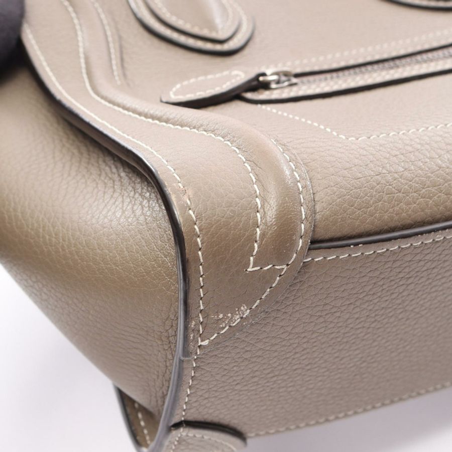 CELINE Luggage Nano Shopper 2WAY 單肩手提包 189243 皮革 灰色 二手-18
