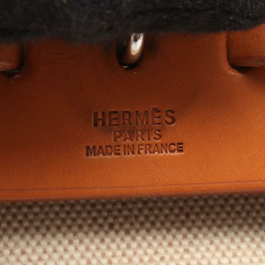 愛馬仕 Herbag MM 單肩手提包 B Toile H 帆布皮革 米白色 天然色 二手 SHW-3