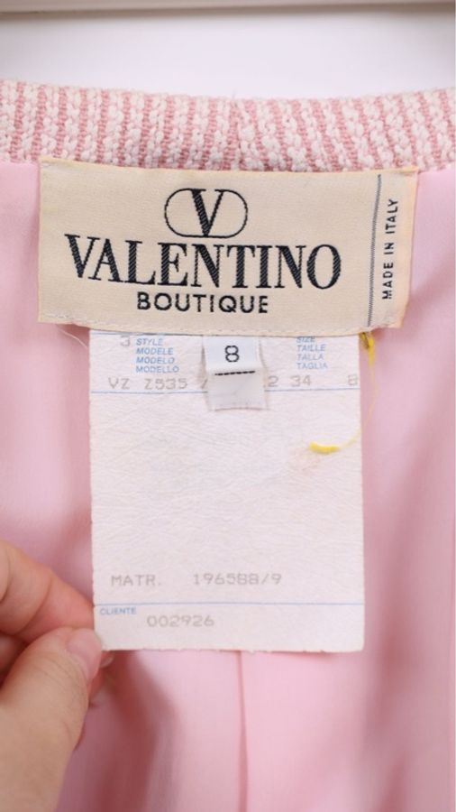Valentino粉色条纹圆领四口袋外套-19