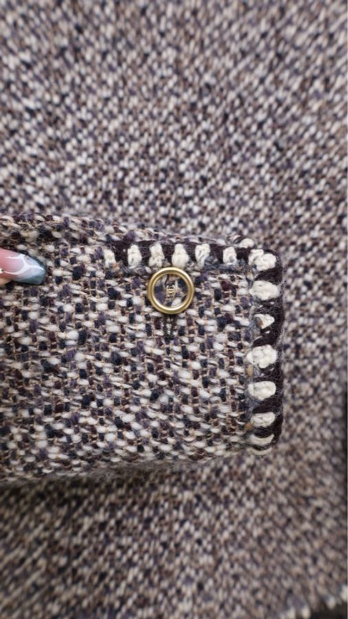 Chanel 01年棕色粗花呢金扣上衣外套-6