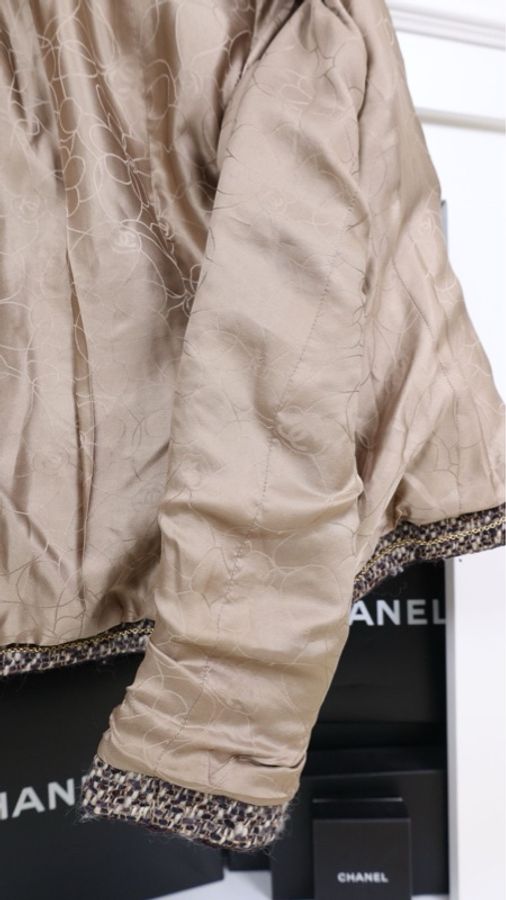 Chanel 01年棕色粗花呢金扣上衣外套-7