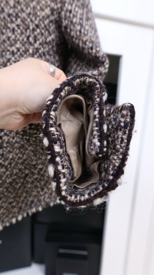 Chanel 01年棕色粗花呢金扣上衣外套-15