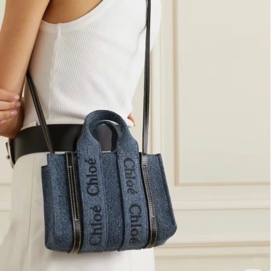 全新閒置🩵🐬#Chloe #Woody牛仔丹寧小號 #塵袋購證-1