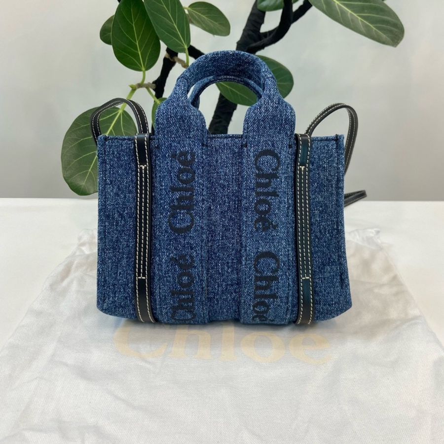 全新閒置🩵🐬#Chloe #Woody牛仔丹寧小號 #塵袋購證-3