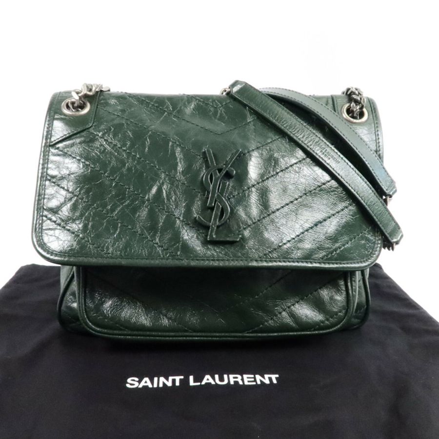 SAINT LAURENT 牛皮皮革Niki Medium鏈帶肩背袋-9