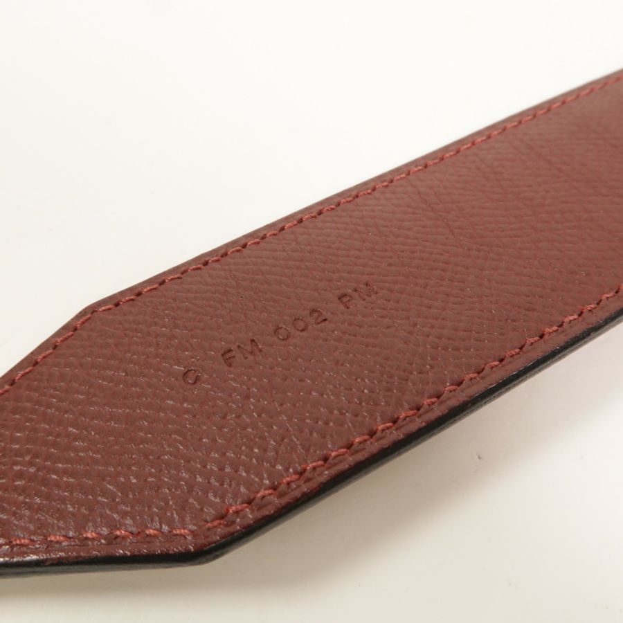 HERMES Epsom皮革Strap 70cm肩背帶Bordeaux/Gold/Craie-4