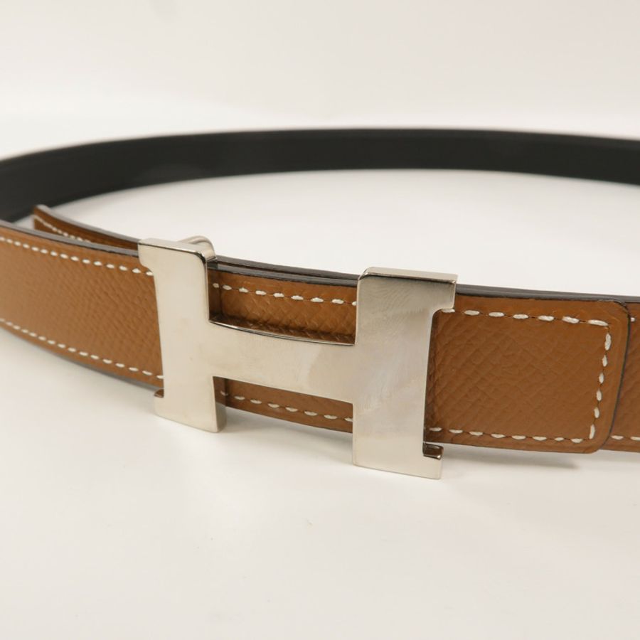 HERMES Epsom皮革H Belt Buckle & Reversible Belt 95cm皮帶Gold/Noir-4