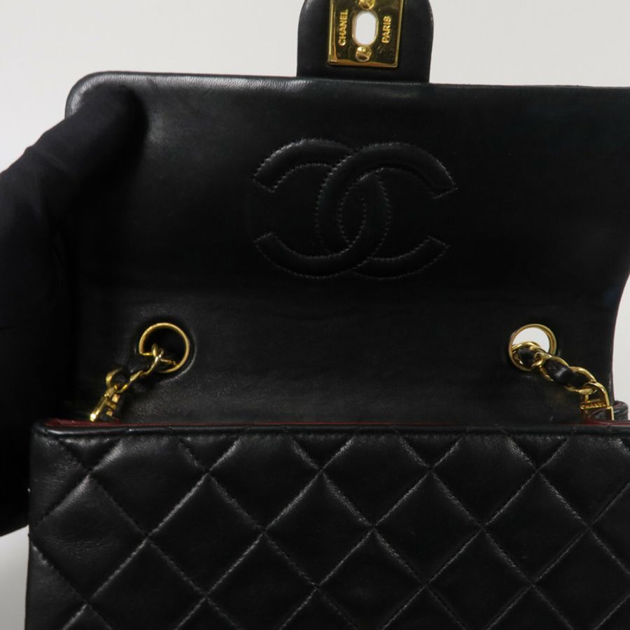 CHANEL 羊皮皮革Vintage Flap Bag鏈帶肩背袋-14