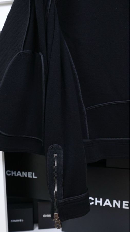 Chanel 10年黑色拉链机车夹克外套-7