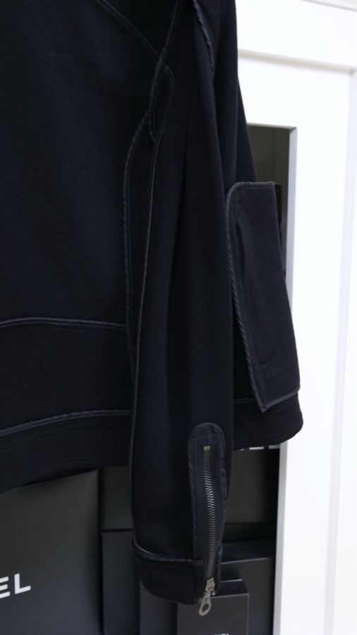 Chanel 10年黑色拉链机车夹克外套-13