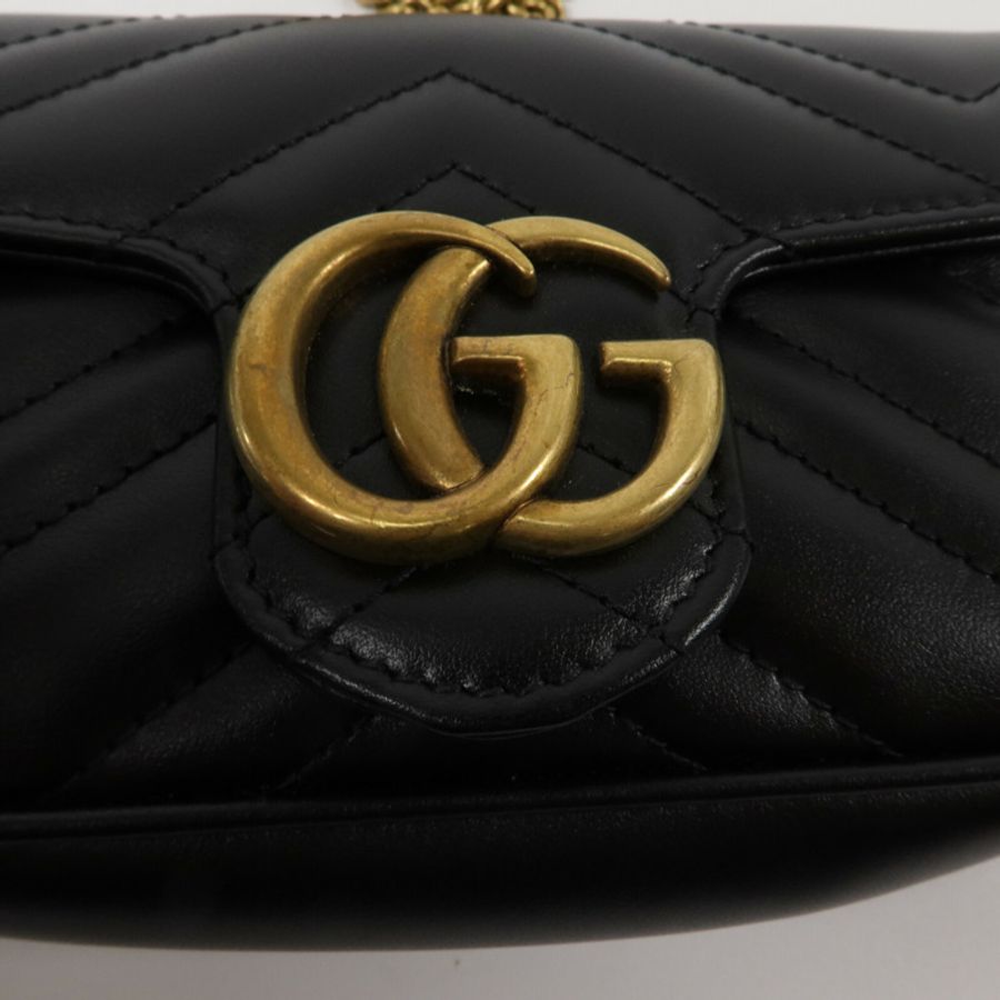 GUCCI 牛皮皮革GG Marmont Super Mini鏈帶肩背袋-7