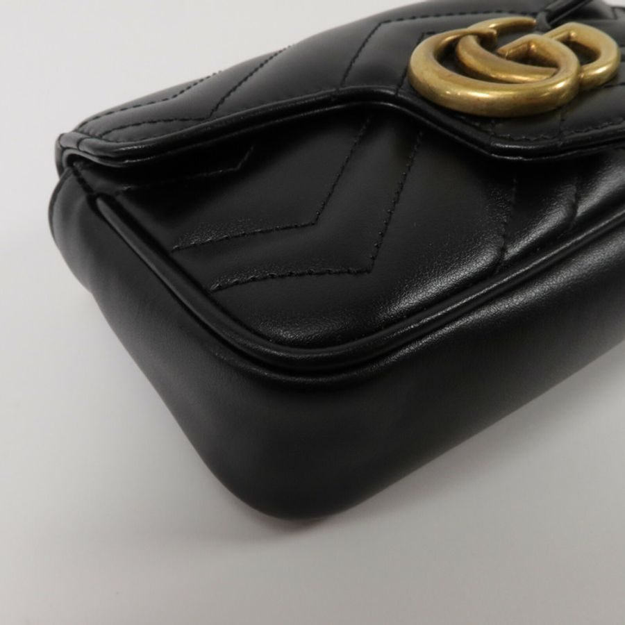 GUCCI 牛皮皮革GG Marmont Super Mini鏈帶肩背袋-10