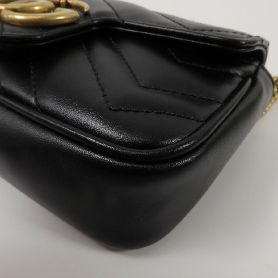 GUCCI 牛皮皮革GG Marmont Super Mini鏈帶肩背袋-11