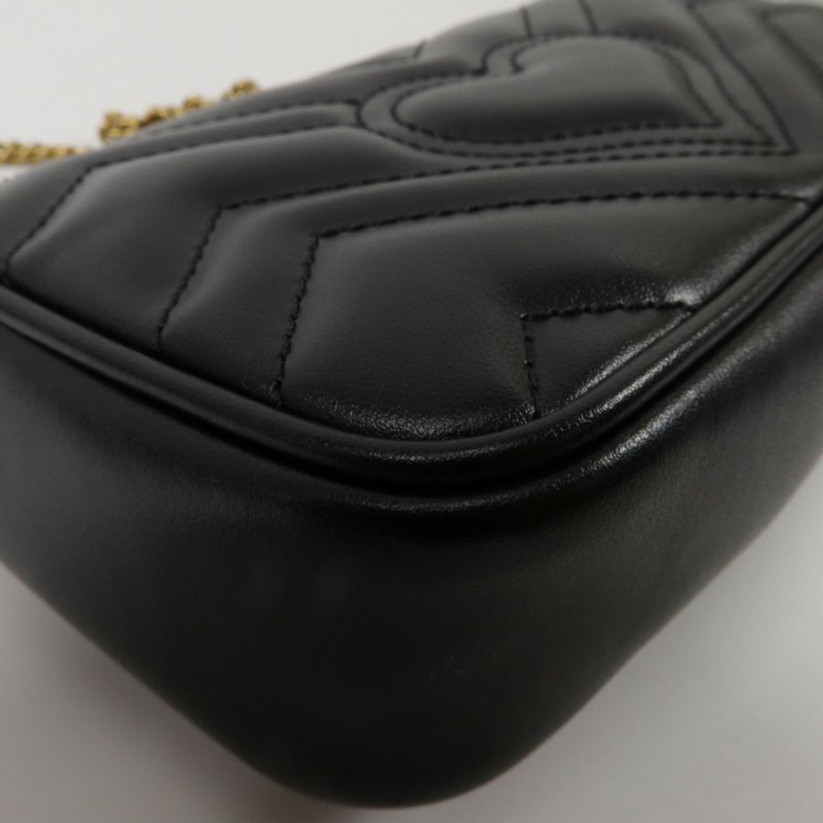 GUCCI 牛皮皮革GG Marmont Super Mini鏈帶肩背袋-12
