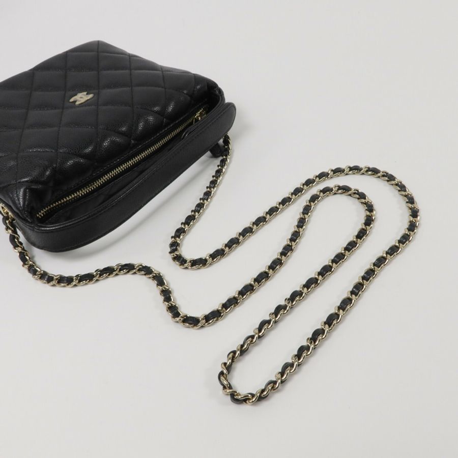 CHANEL 牛皮皮革Mini Hobo鏈帶手挽肩背兩用袋-8