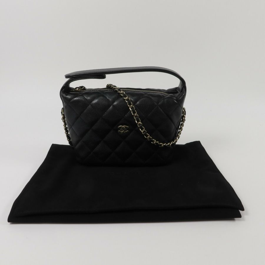 CHANEL 牛皮皮革Mini Hobo鏈帶手挽肩背兩用袋-9