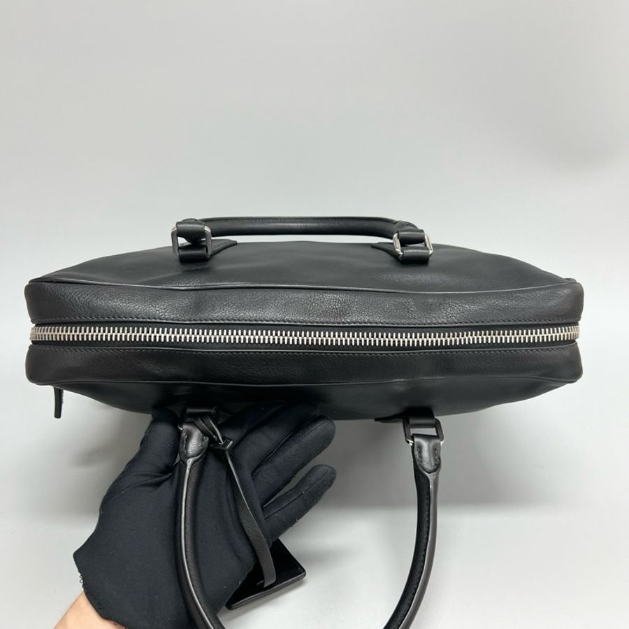 97新 Prada/普拉達黑色全皮公文包手提包 有鑰匙 鎖-6