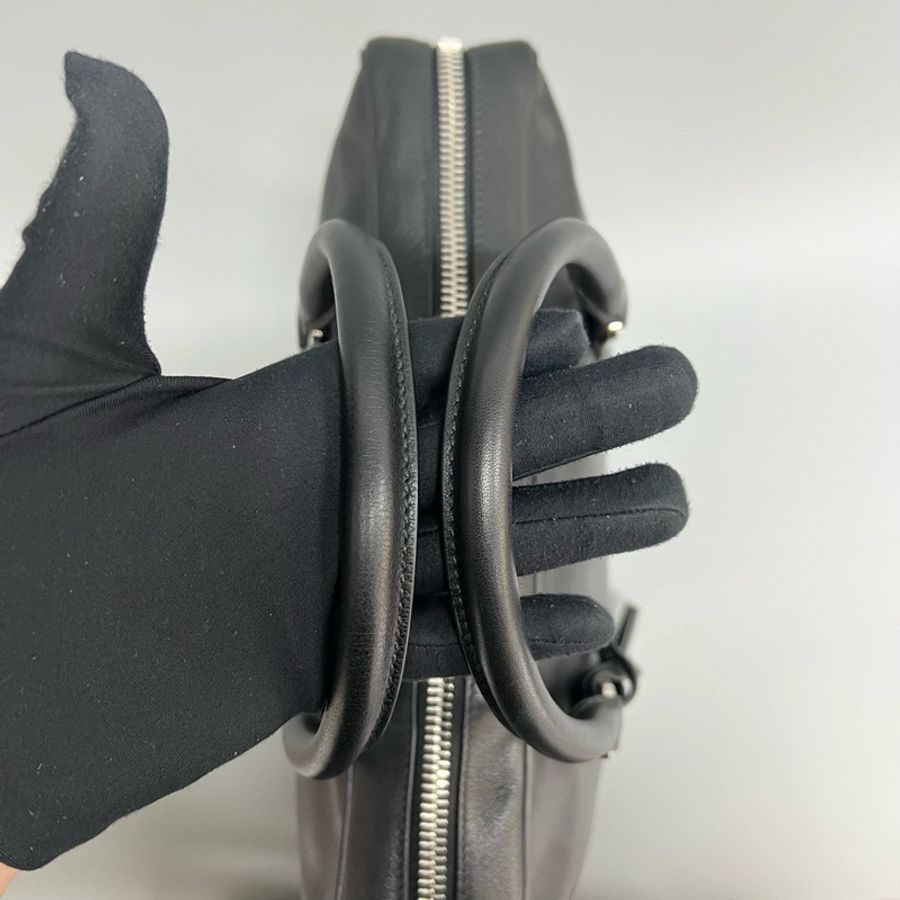 97新 Prada/普拉達黑色全皮公文包手提包 有鑰匙 鎖-7