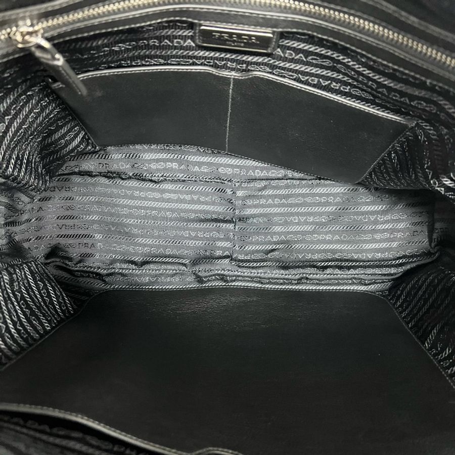 97新 Prada/普拉達黑色全皮公文包手提包 有鑰匙 鎖-8