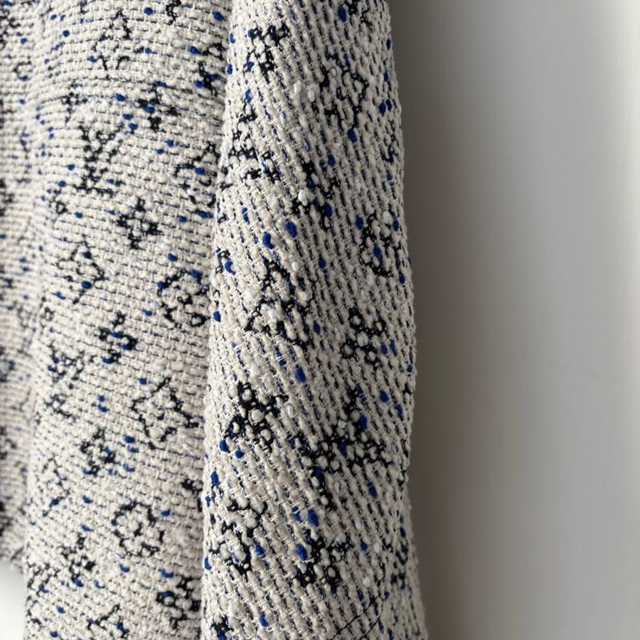 34號 ::LOIUS VUITTON:: LV 藍白 Monogram 緹花連帽拉鍊外套 抽繩下擺-22