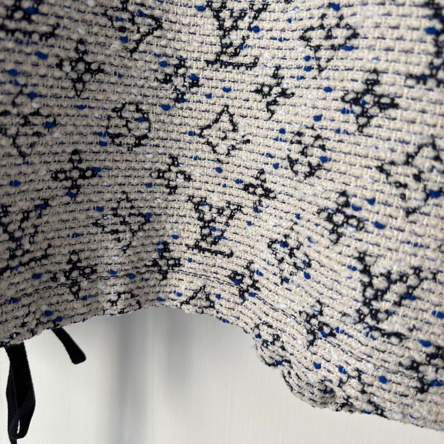 34號 ::LOIUS VUITTON:: LV 藍白 Monogram 緹花連帽拉鍊外套 抽繩下擺-23