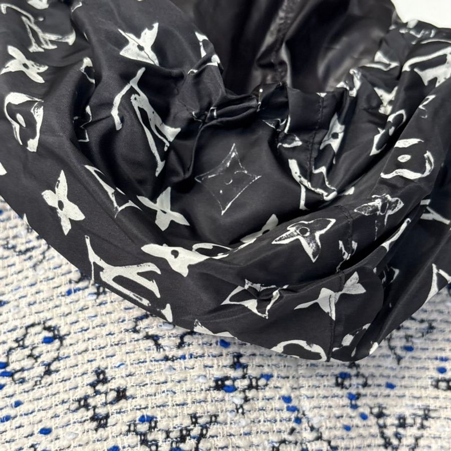 34號 ::LOIUS VUITTON:: LV 藍白 Monogram 緹花連帽拉鍊外套 抽繩下擺-30