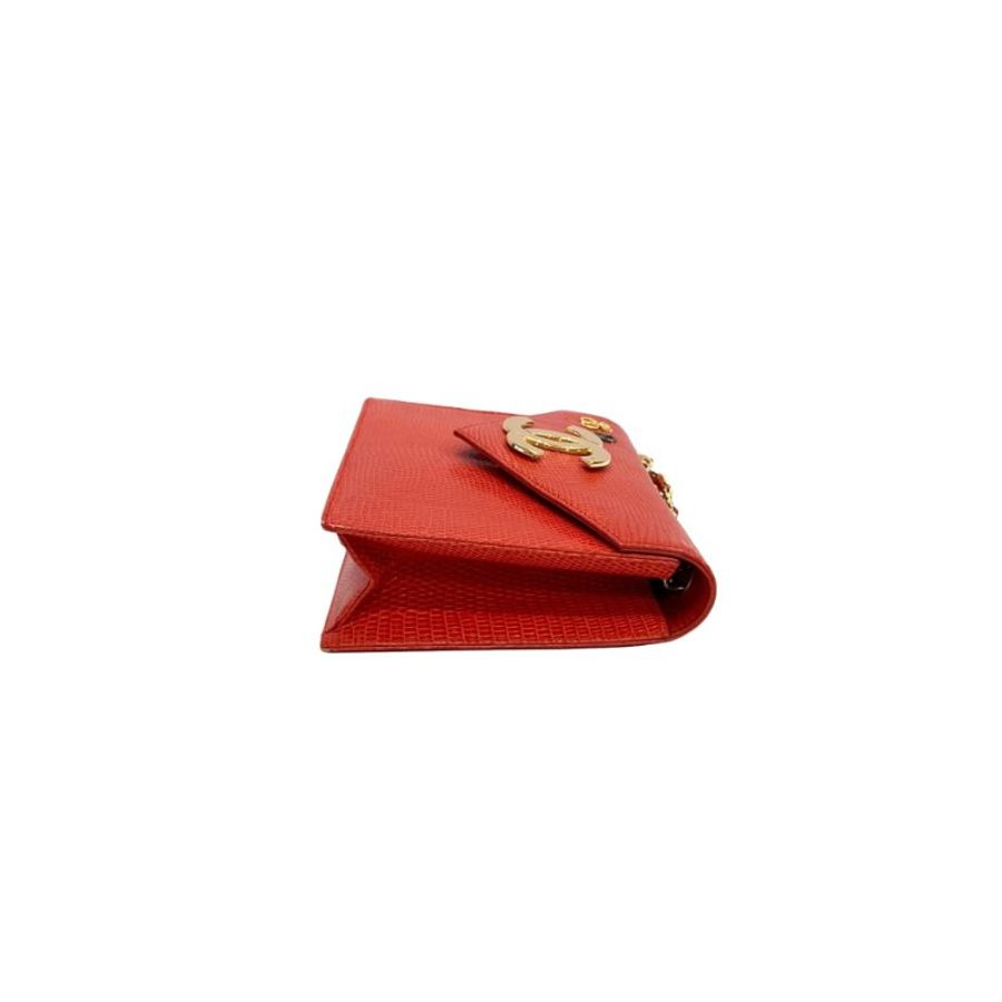 Chanel香奈兒紅金大雙C特殊皮信封鏈條包-2