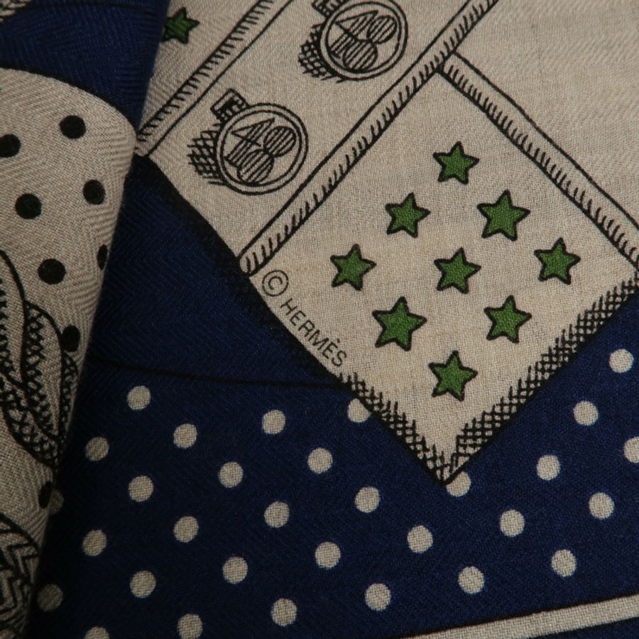 HERMES 羊絨/絲質Scarf 140x140絲巾-6