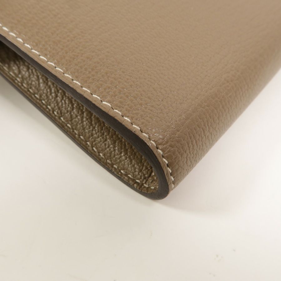 HERMES Chevre皮革Kelly Wallet長錢包Etoupe-12