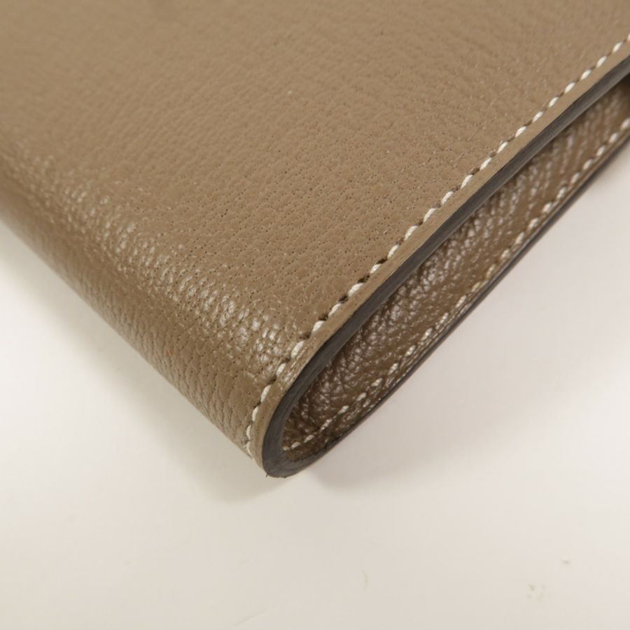 HERMES Chevre皮革Kelly Wallet長錢包Etoupe-13