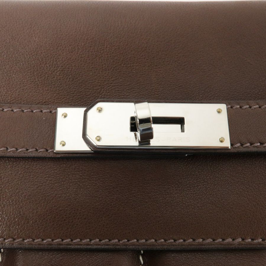 HERMES Swift皮革Berline 28肩背袋Cacao-7