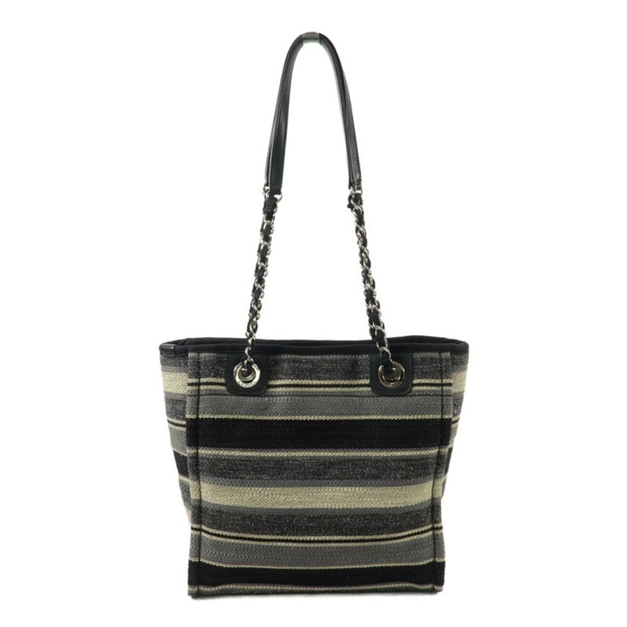 CHANEL 帆布Deauville Tote Small鏈帶手挽袋-1