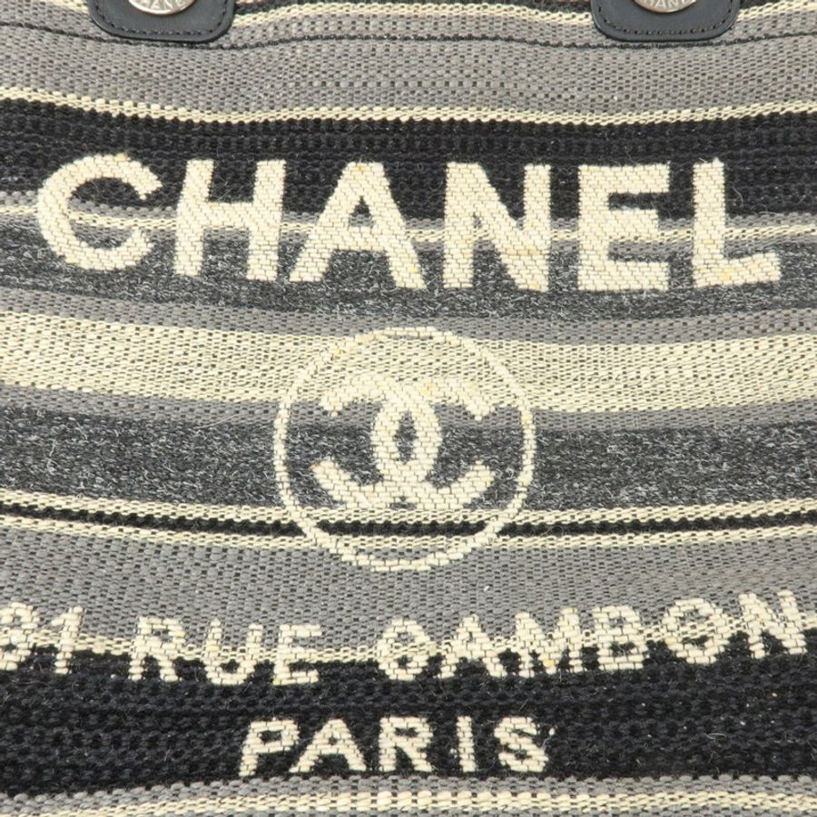 CHANEL 帆布Deauville Tote Small鏈帶手挽袋-6