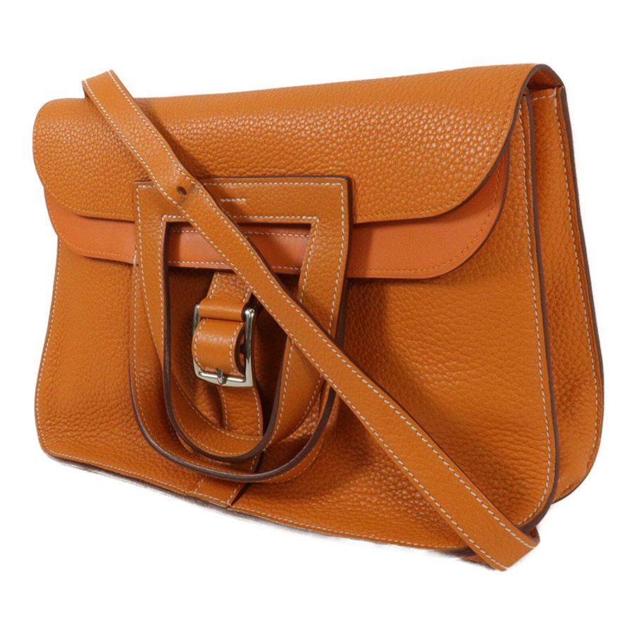 HERMES Clemence皮革Halzan 31手挽肩背兩用袋Orange-2