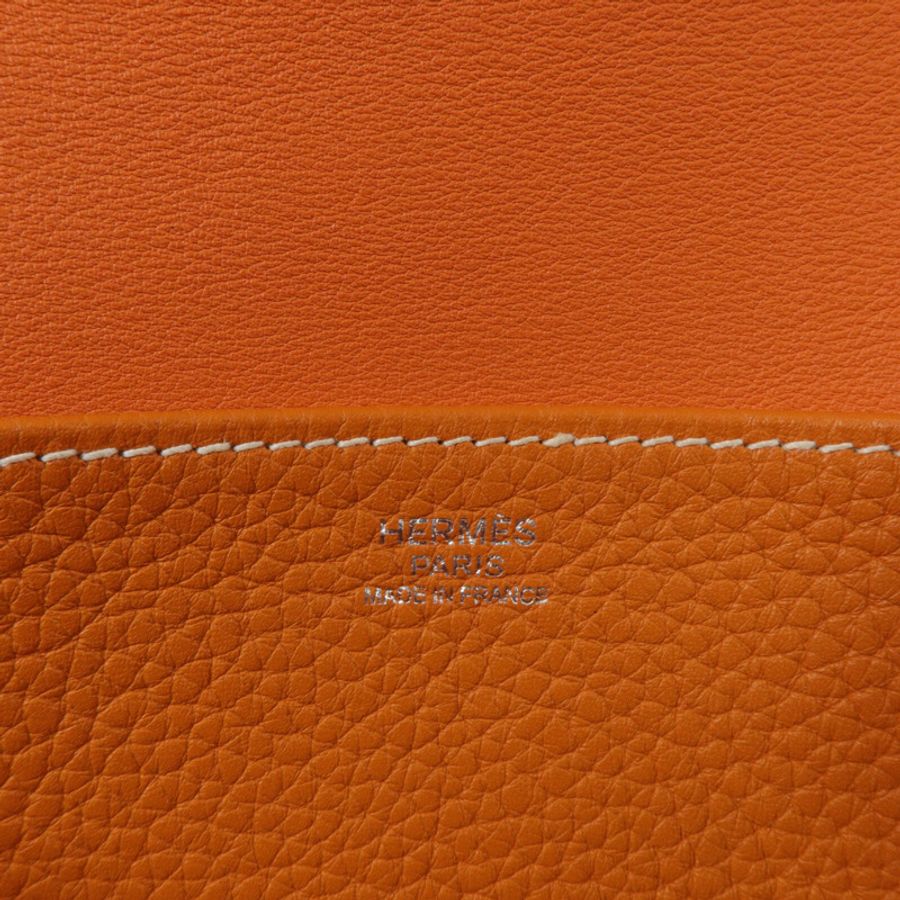 HERMES Clemence皮革Halzan 31手挽肩背兩用袋Orange-5