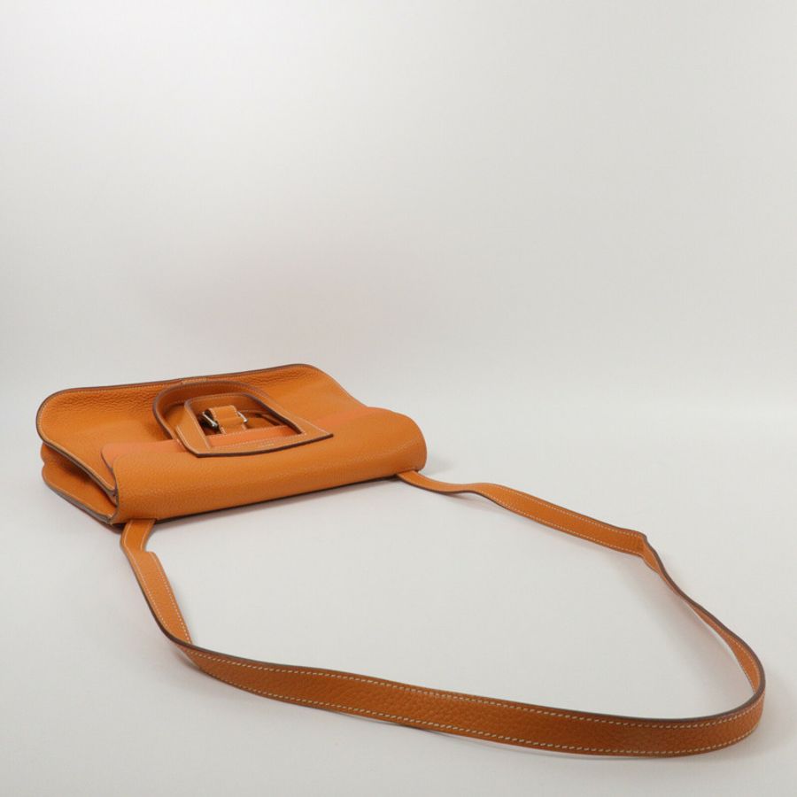 HERMES Clemence皮革Halzan 31手挽肩背兩用袋Orange-8