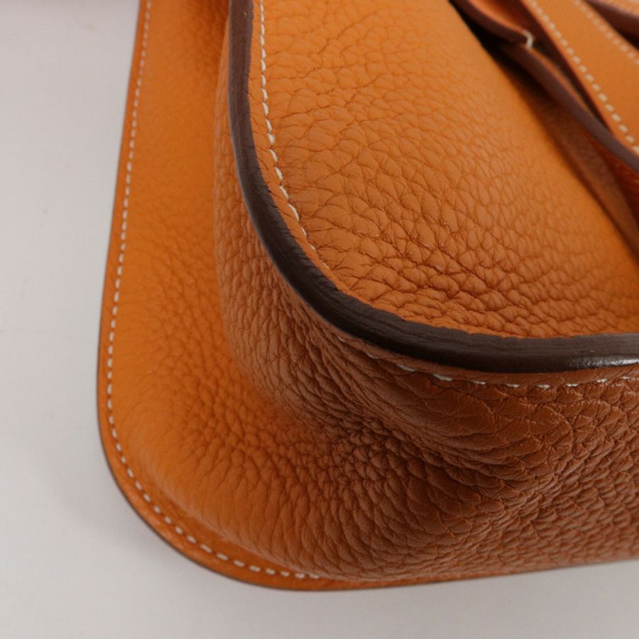 HERMES Clemence皮革Halzan 31手挽肩背兩用袋Orange-10