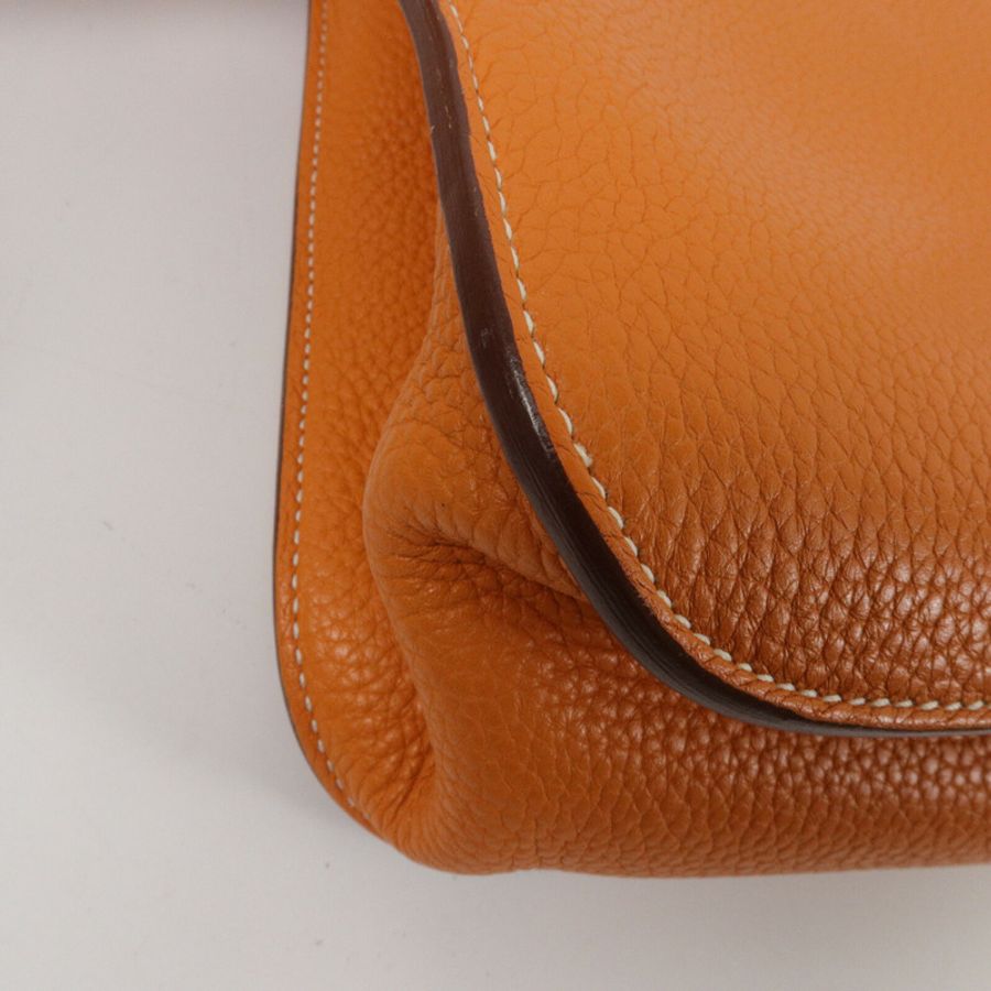HERMES Clemence皮革Halzan 31手挽肩背兩用袋Orange-12