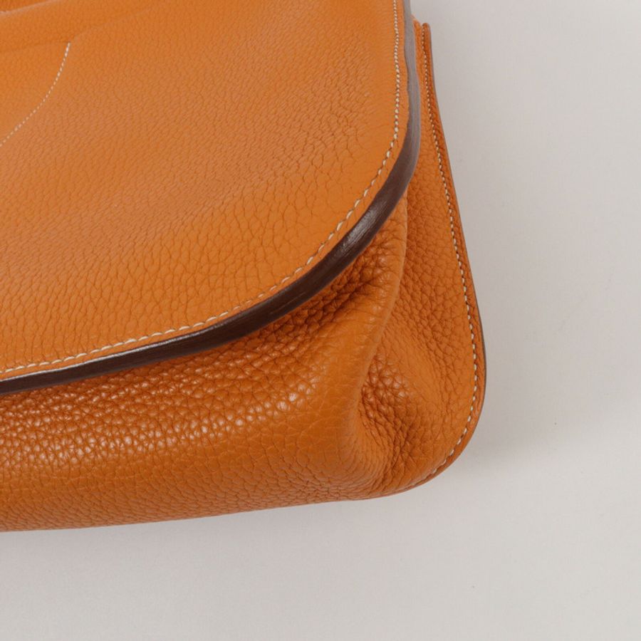 HERMES Clemence皮革Halzan 31手挽肩背兩用袋Orange-13
