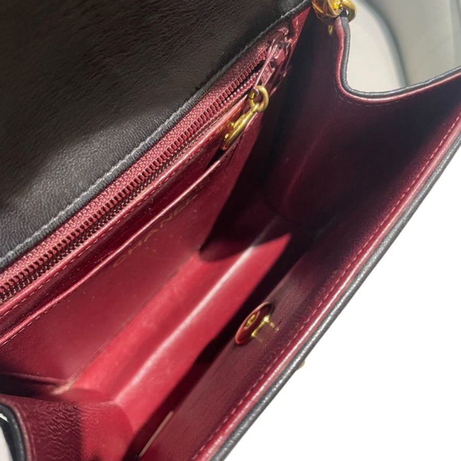 Chanel香奈兒條紋雙C 扣方胖子雕花鏈條包-15
