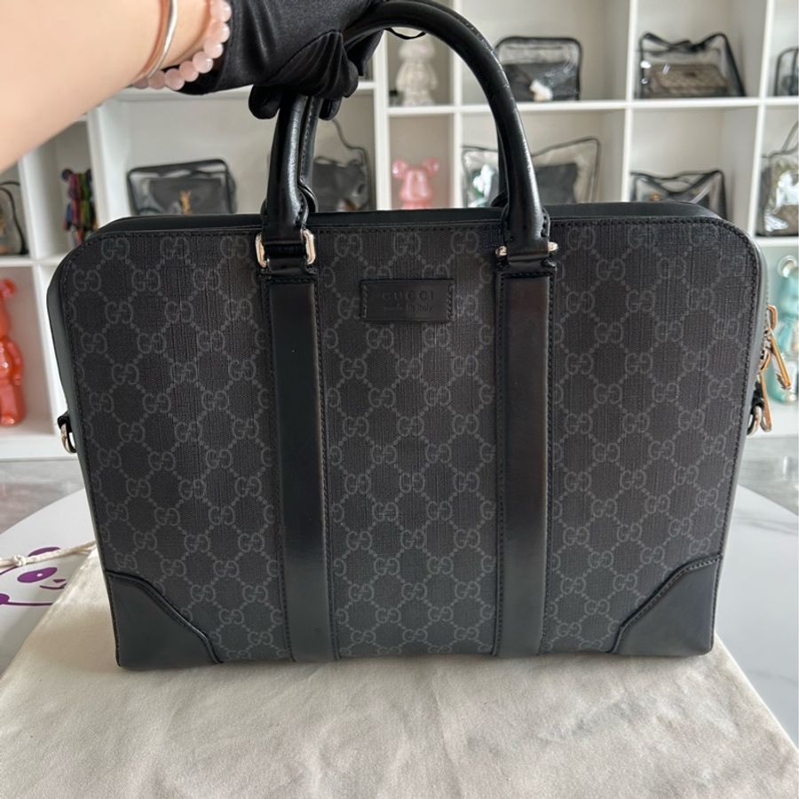 古馳Gucci黑老花公文包手提斜挎包 96新-1