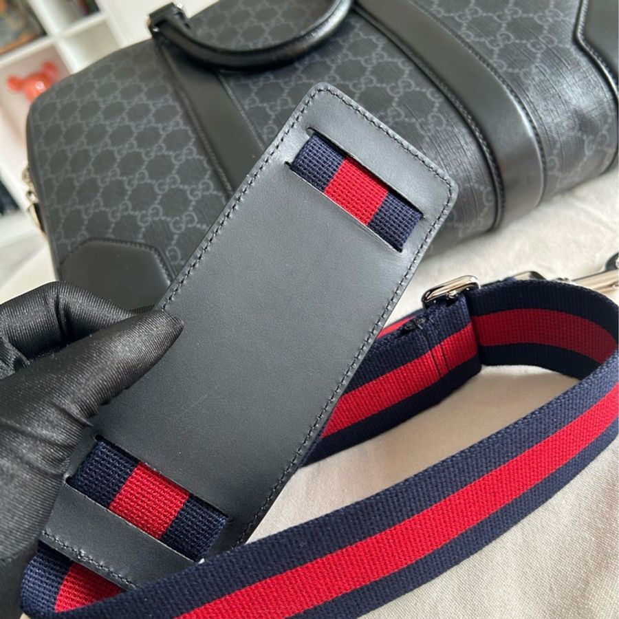 古馳Gucci黑老花公文包手提斜挎包 96新-6