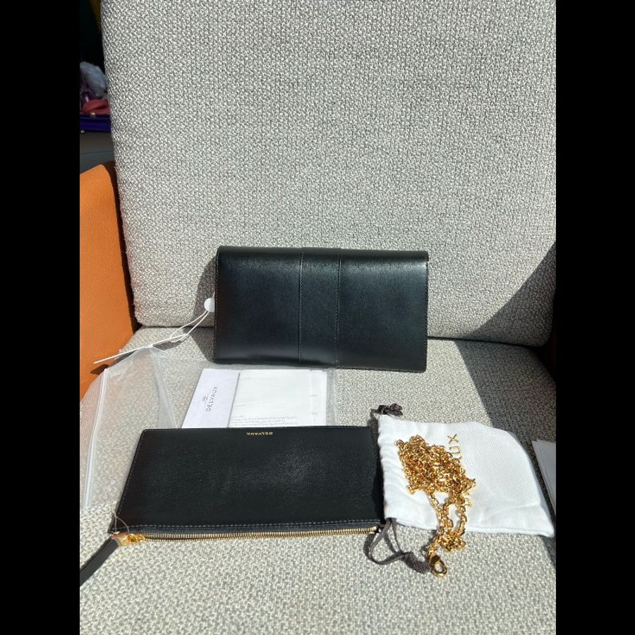 Delvaux德爾沃 紅色拼黑金二合一Long Wallet woc鏈條包 獨立卡槽,可輕鬆放入手機-1