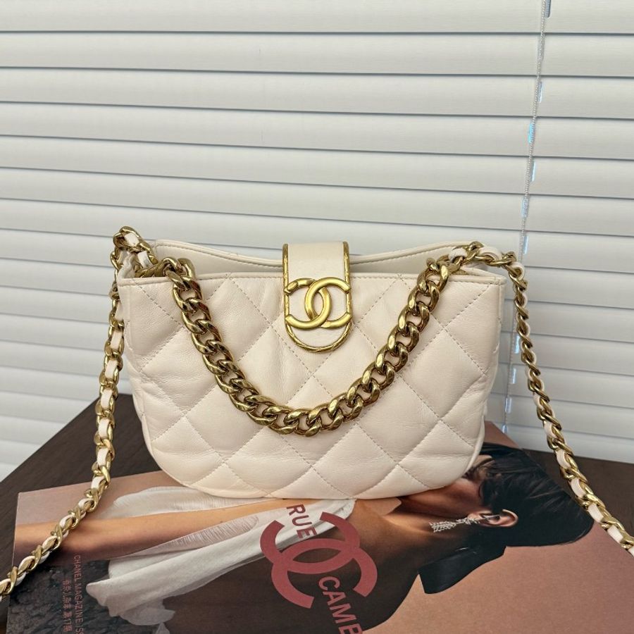 98新 Chanel 白金hobo流浪包 晶片款-0