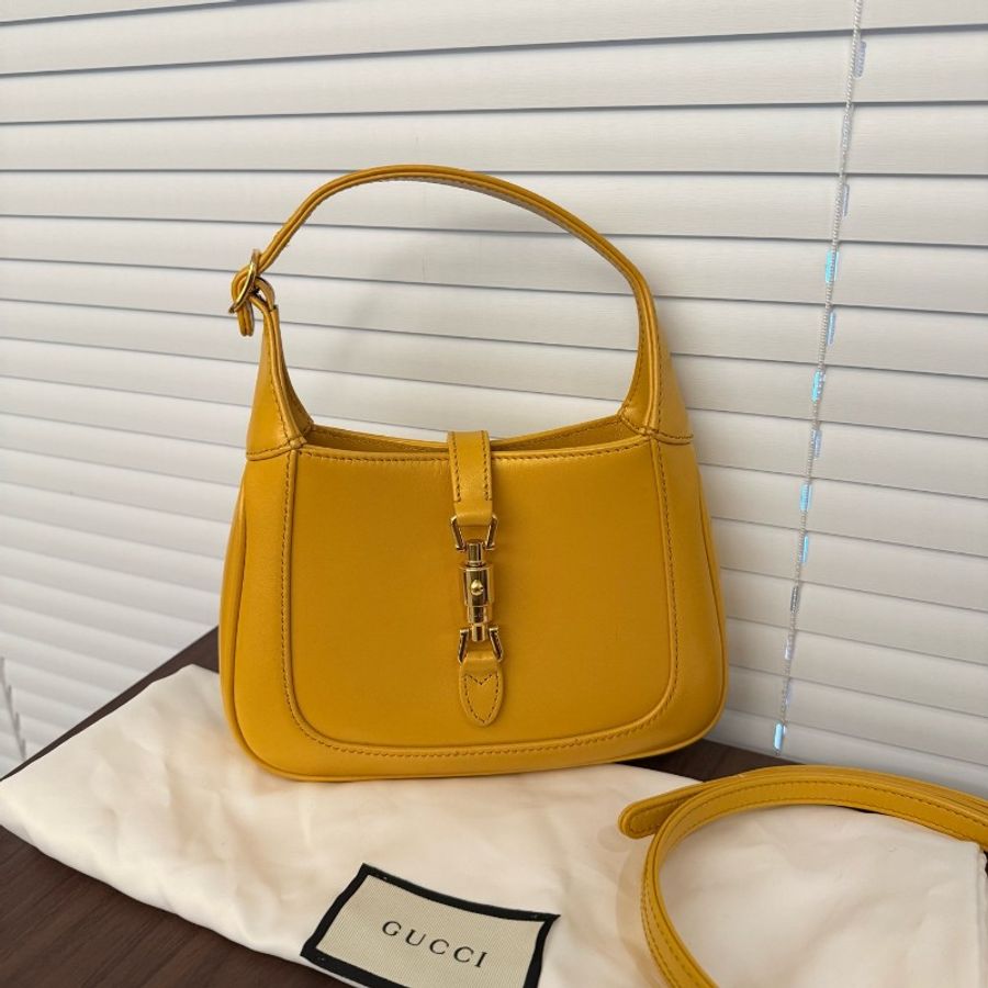 98新 Gucci 黃色1961斜挎包-0