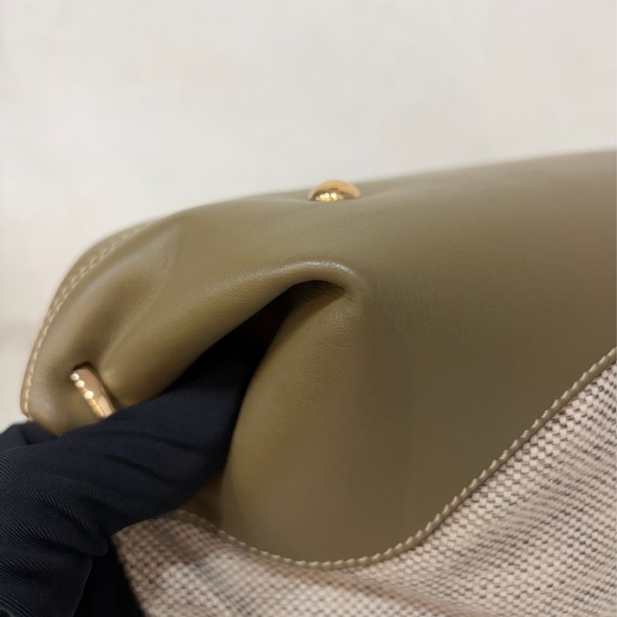 Ferragamo 防潑水帆布橄欖綠牛皮手提斜背包 肩背包 側背包 醫生包 兩用包-8
