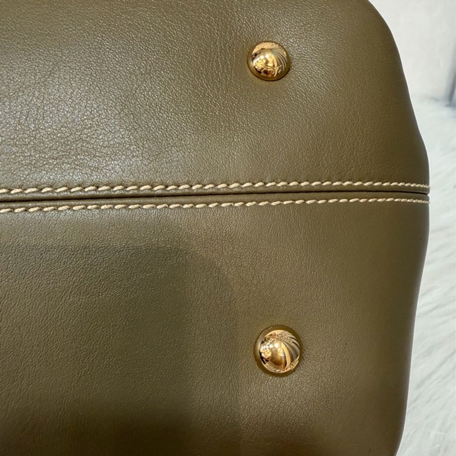 Ferragamo 防潑水帆布橄欖綠牛皮手提斜背包 肩背包 側背包 醫生包 兩用包-13