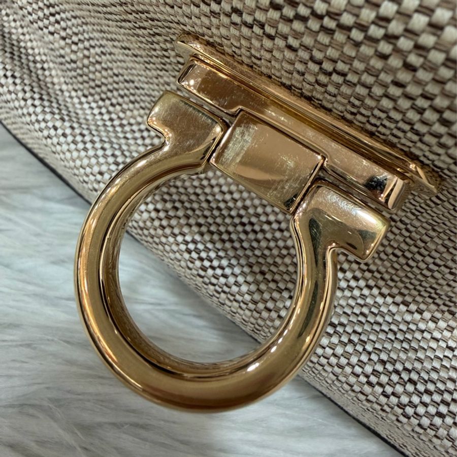 Ferragamo 防潑水帆布橄欖綠牛皮手提斜背包 肩背包 側背包 醫生包 兩用包-21