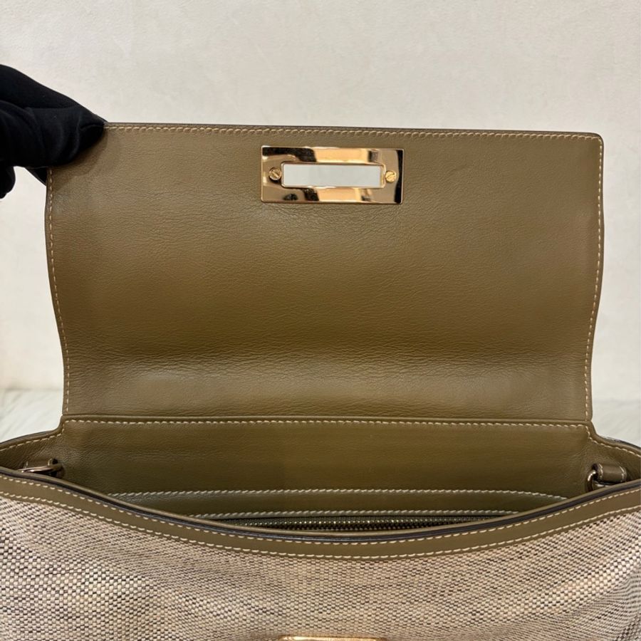 Ferragamo 防潑水帆布橄欖綠牛皮手提斜背包 肩背包 側背包 醫生包 兩用包-22