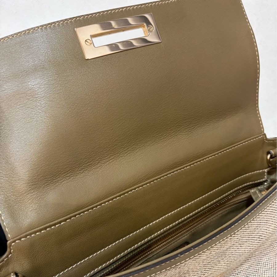 Ferragamo 防潑水帆布橄欖綠牛皮手提斜背包 肩背包 側背包 醫生包 兩用包-23